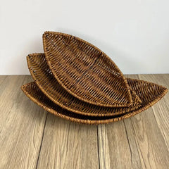 Handwoven Rattan Fruit Basket Storage Box for Tabletop Home Organization