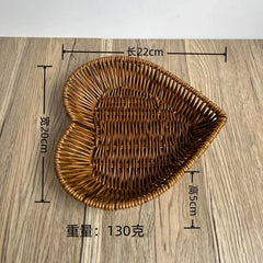 Handwoven Rattan Fruit Basket Storage Box for Tabletop Home Organization