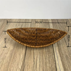 Handwoven Rattan Fruit Basket Storage Box for Tabletop Home Organization