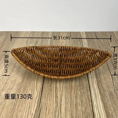 Handwoven Rattan Fruit Basket Storage Box for Tabletop Home Organization