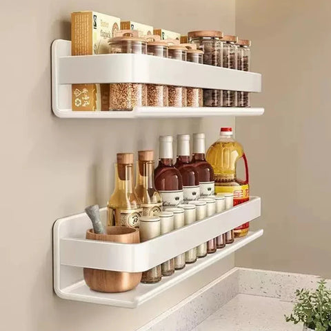 Wall Mounted Bathroom Shelf Spice Rack Shampoo and Kitchen Organizer