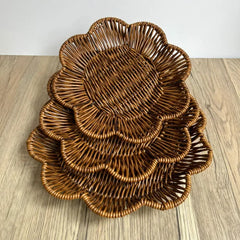 Handwoven Rattan Fruit Basket Storage Box for Tabletop Home Organization