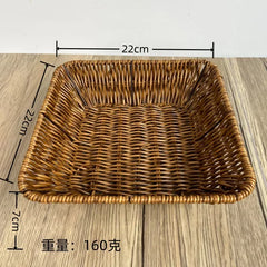 Handwoven Rattan Fruit Basket Storage Box for Tabletop Home Organization