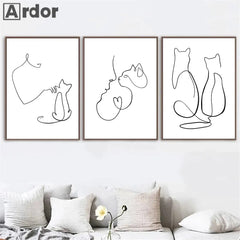Minimalist Pet Canvas Poster Black White Nordic Wall Art Print