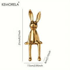 Ceramic Long-Eared Sitting Rabbit Statue Luxury Home Decor Ornament Accessory
