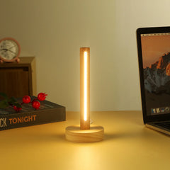 Natural Wood LED Table Lamp USB Powered Minimalist Bedside Night Light
