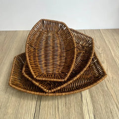 Handwoven Rattan Fruit Basket Storage Box for Tabletop Home Organization