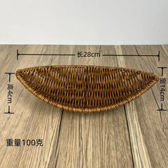 Handwoven Rattan Fruit Basket Storage Box for Tabletop Home Organization