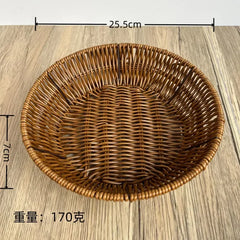 Handwoven Rattan Fruit Basket Storage Box for Tabletop Home Organization