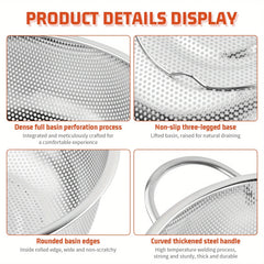 Stainless Steel Fine Mesh Strainer Basket Colander Set with Handles