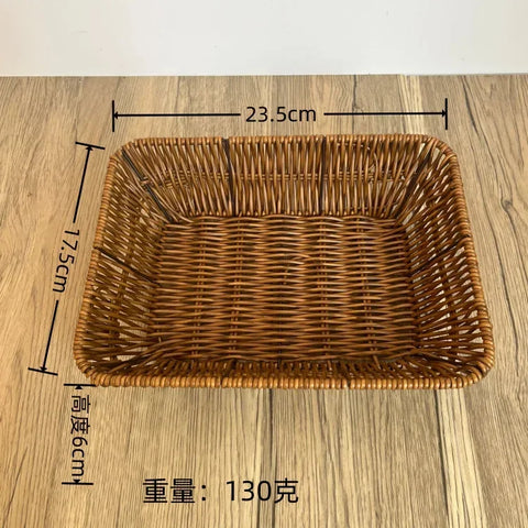 Handwoven Rattan Fruit Basket Storage Box for Tabletop Home Organization