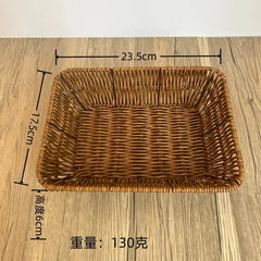 Handwoven Rattan Fruit Basket Storage Box for Tabletop Home Organization