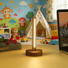 Natural Wood LED Table Lamp USB Powered Minimalist Bedside Night Light