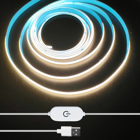 USB COB LED Strip Light Touch Dimmable Flexible TV Backlight Lamp