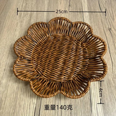 Handwoven Rattan Fruit Basket Storage Box for Tabletop Home Organization