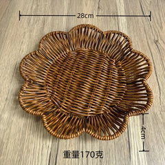 Handwoven Rattan Fruit Basket Storage Box for Tabletop Home Organization