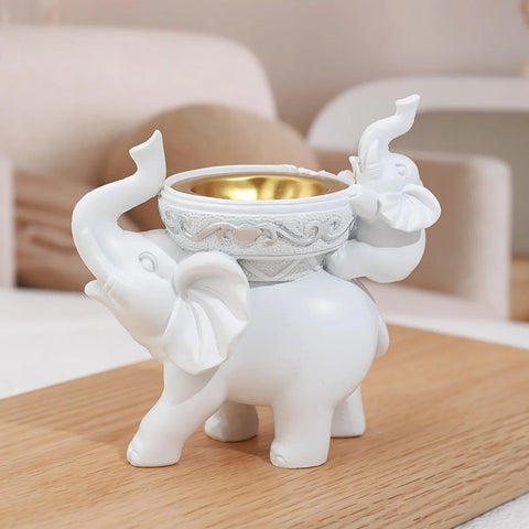 Elephant Figurine Candy Tray Key Bowl Decorative Storage Box Ornament