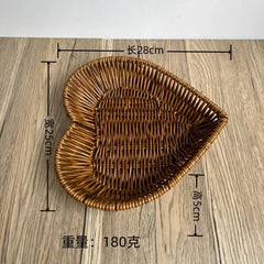 Handwoven Rattan Fruit Basket Storage Box for Tabletop Home Organization