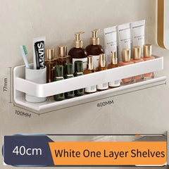 Wall Mounted Bathroom Shelf Spice Rack Shampoo and Kitchen Organizer