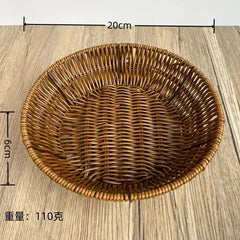 Handwoven Rattan Fruit Basket Storage Box for Tabletop Home Organization