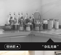 Stainless Steel Kitchen Storage Rack with Spice Jar and Knife Holder