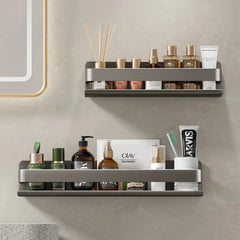 Wall Mounted Bathroom Shelf Spice Rack Shampoo and Kitchen Organizer