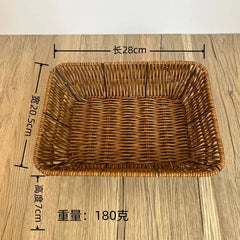 Handwoven Rattan Fruit Basket Storage Box for Tabletop Home Organization