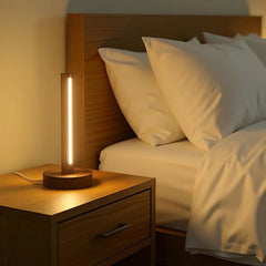Natural Wood LED Table Lamp USB Powered Minimalist Bedside Night Light
