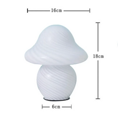 Vintage Mushroom LED Table Lamp with Striped Glass Bedroom Light Fixture