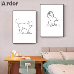 Minimalist Pet Canvas Poster Black White Nordic Wall Art Print