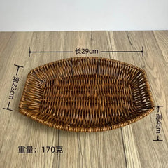 Handwoven Rattan Fruit Basket Storage Box for Tabletop Home Organization