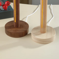 Natural Wood LED Table Lamp USB Powered Minimalist Bedside Night Light