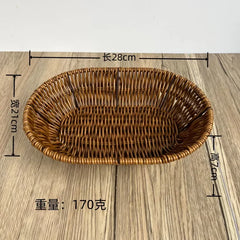 Handwoven Rattan Fruit Basket Storage Box for Tabletop Home Organization