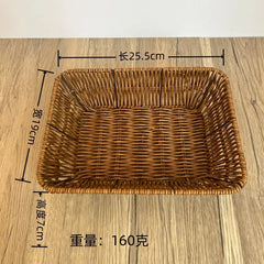 Handwoven Rattan Fruit Basket Storage Box for Tabletop Home Organization