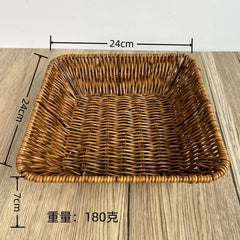 Handwoven Rattan Fruit Basket Storage Box for Tabletop Home Organization