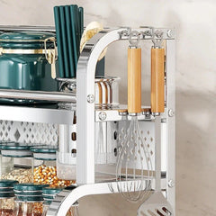 Stainless Steel Kitchen Storage Rack with Spice Jar and Knife Holder