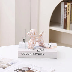 Ceramic Guest Dog Figurine Nordic Animal Sculpture for Home Office Decor