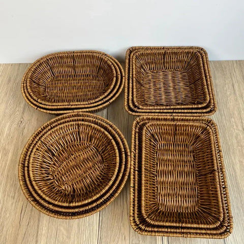 Handwoven Rattan Fruit Basket Storage Box for Tabletop Home Organization