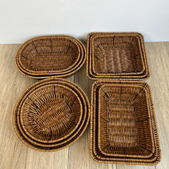 Handwoven Rattan Fruit Basket Storage Box for Tabletop Home Organization