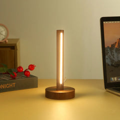 Natural Wood LED Table Lamp USB Powered Minimalist Bedside Night Light