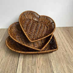 Handwoven Rattan Fruit Basket Storage Box for Tabletop Home Organization