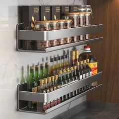 Wall Mounted Bathroom Shelf Spice Rack Shampoo and Kitchen Organizer