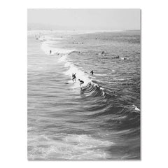 Black White Seaside Surfing Canvas Wall Poster Modern Frameless Art