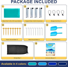 Let's go to the Beach - Portable Beach Tent Sun Shelter UPF 50+, Perfect 10x10 FT Pop-Up Canopy for Outdoor Fun