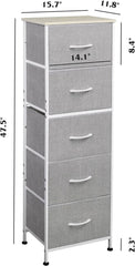 Light Grey Fabric Dresser 5 Drawer Organizer Storage Solution