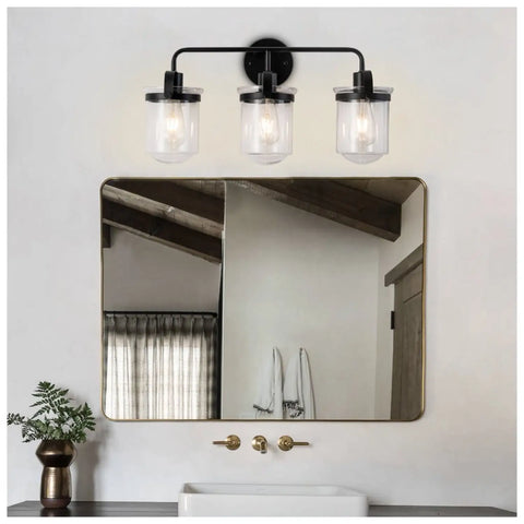 Indoor Wall Lights in Modern Black Finish with Glass Shade and E26 Base