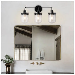 Indoor Wall Lights in Modern Black Finish with Glass Shade and E26 Base
