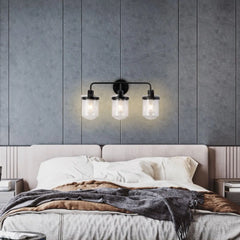 Indoor Wall Lights in Modern Black Finish with Glass Shade and E26 Base