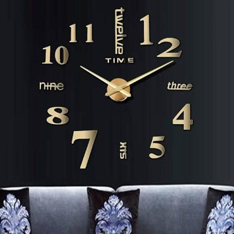 Modern Acrylic Wall Clock Digital Brushed Steel