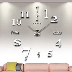 Modern Acrylic Wall Clock Digital Brushed Steel